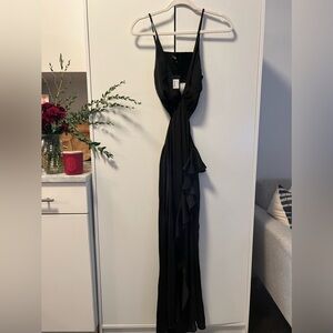 Maje Silk Black Cutout Midi Dress